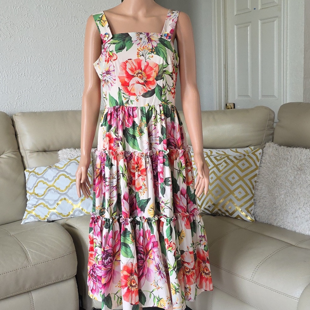 Italian floral-print cotton-poplin midi dress